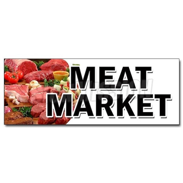 Signmission MEAT MARKET DECAL sticker butcher gourmet usda prime pork chicken corn, D-24 Meat Market D-24 Meat Market - main